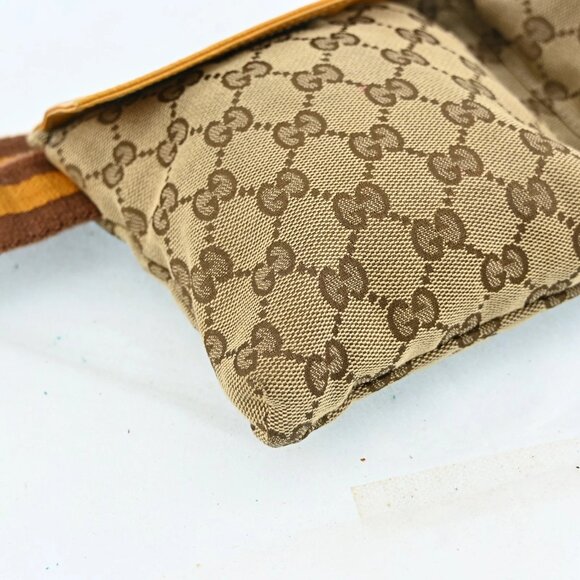 AUTHENTIC GUCCI GG Canvas Waist bag Beige Yellow bsj580-110825 - Picture 7 of 16